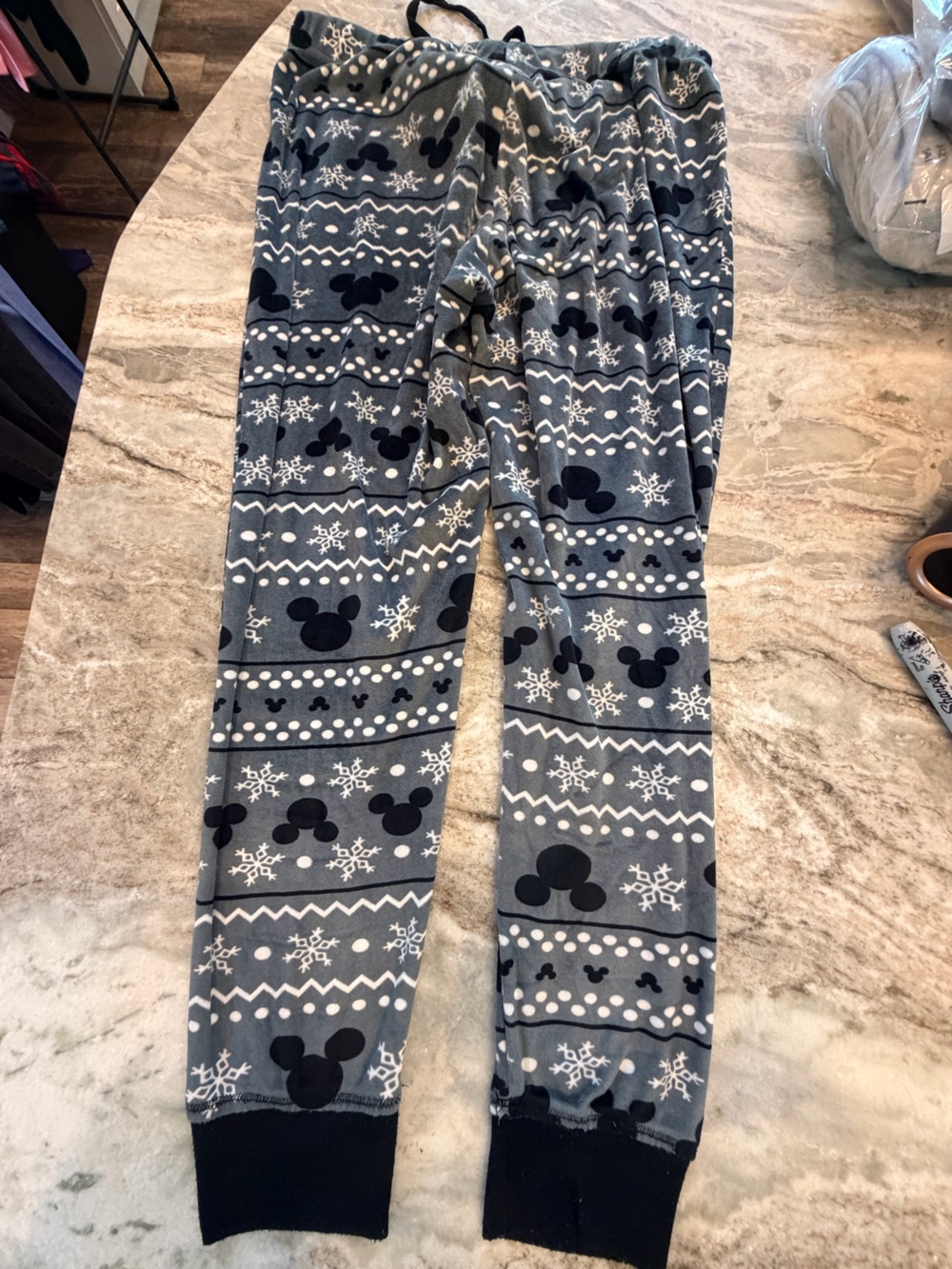 Disney Mickey Mouse Fair Isle Fleece Pajama Pants Gray L - Picture 5 of 8